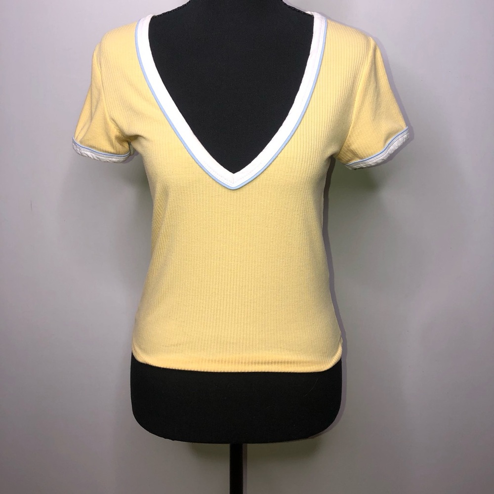 Forever 21 Yellow Plunge V-neck Medium Top